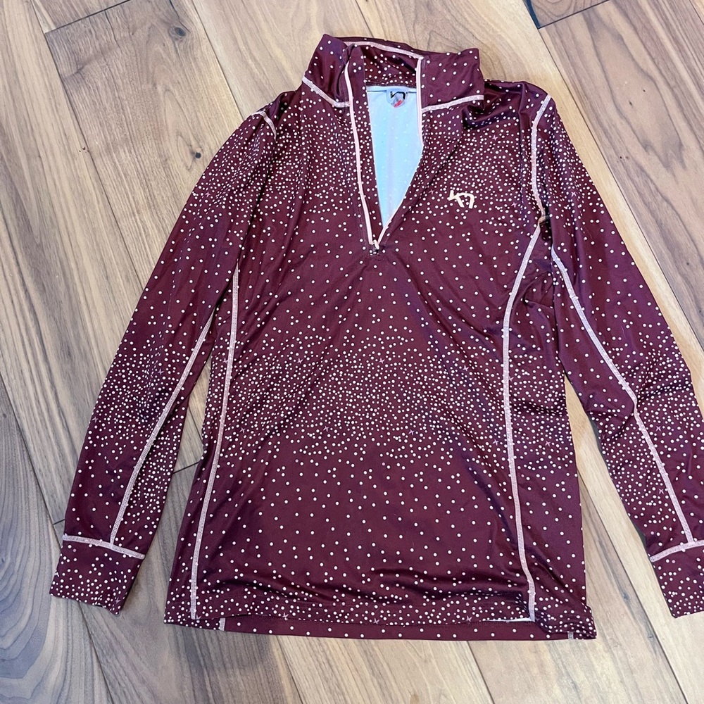 Kari Traa Burgundy Polka Dot Half-Zip Pullover